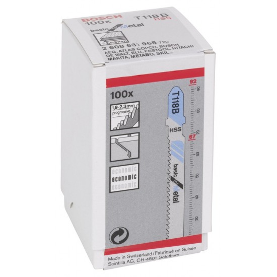 Bosch Ekonomik Seri Metal İçin T 118 B Dekupaj Testeresi Bıçağı - 100Lü Paket ENY Petrol Ürünleri