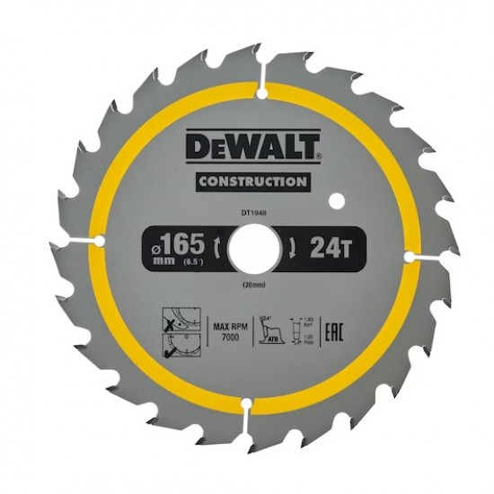 Dewalt DT1949 Daire Testere Bıçağı 165 x 20 mm ENY Petrol Ürünleri