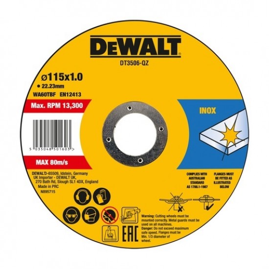 Dewalt DT3506 Metal Kesme Diski 115 x 1.0 x 22.23 mm ENY Petrol Ürünleri