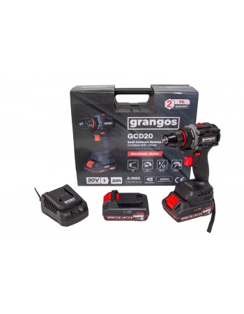 Grangos GCD20-T2 20V 2 Ah Çift Akülü Darbesiz Matkap Vidalama
