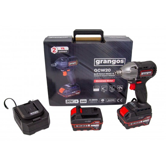 Grangos GCW20-F2 20V 5 Ah Çift Akülü Somun Sıkma ENY Petrol Ürünleri