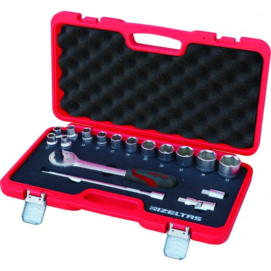 İzeltaş 1113002017 1/2 Altı Köşe Lokma Anahtar Takımı 17 Parça ( U Kolsuz) ENY Petrol Ürünleri