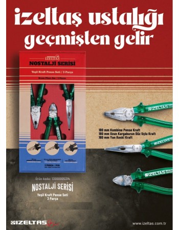 İzeltaş 13000005134 Nostalji Serisi Kraft Pense Seti 3 Parça