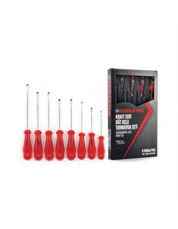 İzeltaş 4100 00 8108 Kraft Düz Tornavida Seti 8 Parça