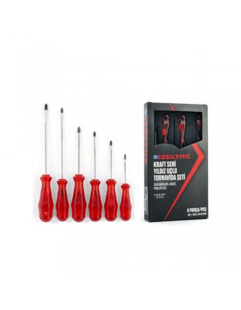 İzeltaş 4120008106 Kraft Seri Yıldız Uçlu Tornavida Takımı 6 Parça