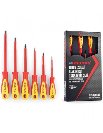 İzeltaş 4140009106 1000V İzoleli Elektrikçi Tornavida Seti 6 Parça