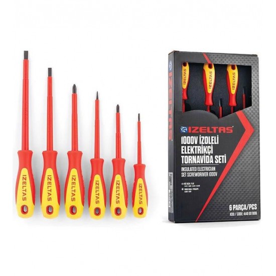 İzeltaş 4140009106 1000V İzoleli Elektrikçi Tornavida Seti 6 Parça ENY Petrol Ürünleri