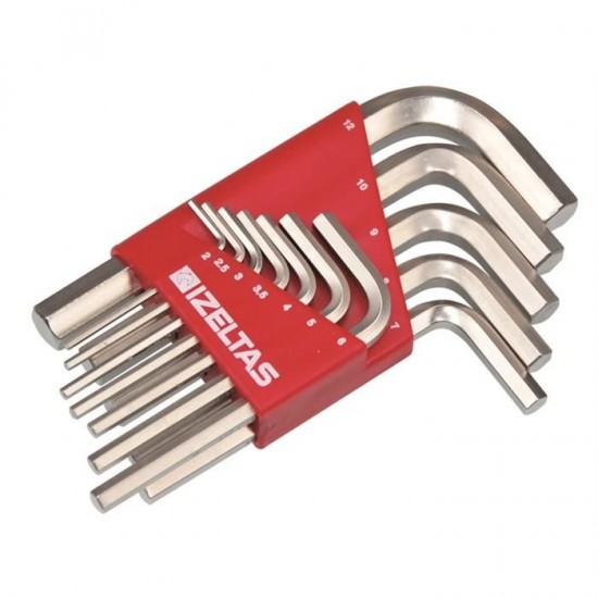 İzeltaş 4900003112 Allen Anahtar Takım Altı Köşe Standart Boy 12 Parça ENY Petrol Ürünleri