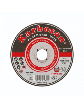 Karbosan 910380 Paslanmaz Çelik (Inox) Kesme Diski 115 x 1.0 x 22.23 mm - 25'li Paket