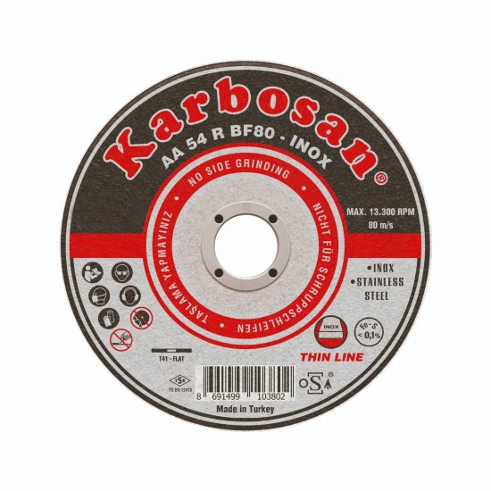 Karbosan 910380 Paslanmaz Çelik (Inox) Kesme Diski 115 x 1.0 x 22.23 mm - 25li Paket ENY Petrol Ürünleri